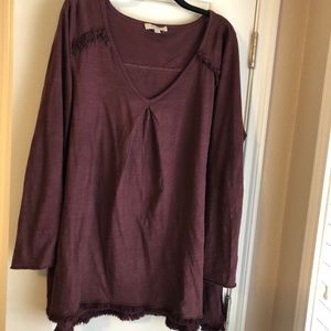 Umgee Plus Size Fringe Tunic-2X